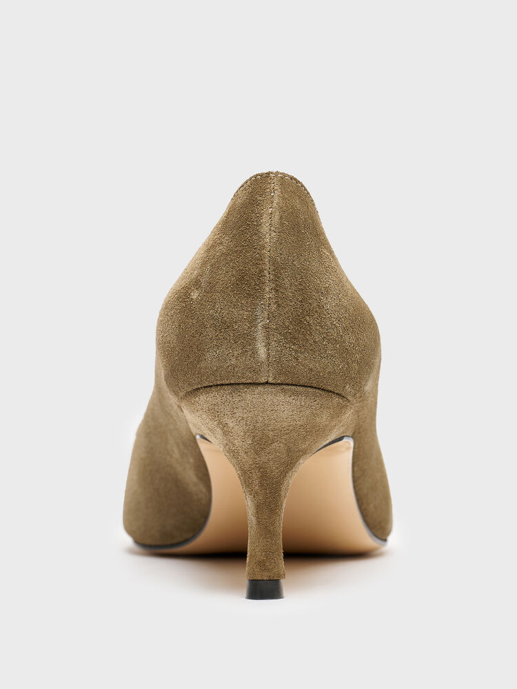 25145 KADIN STİLETTO AYAKKABI YEŞİL SÜET - 4