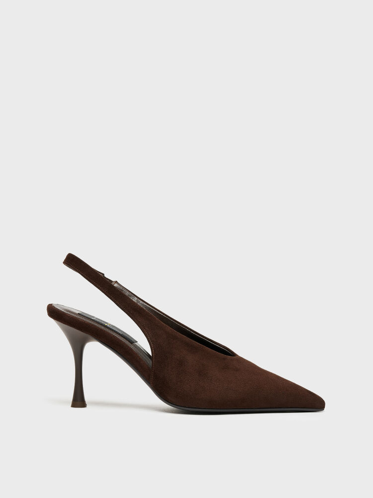 25147 KADIN STİLETTO AYAKKABI KAHVE SÜET - 1