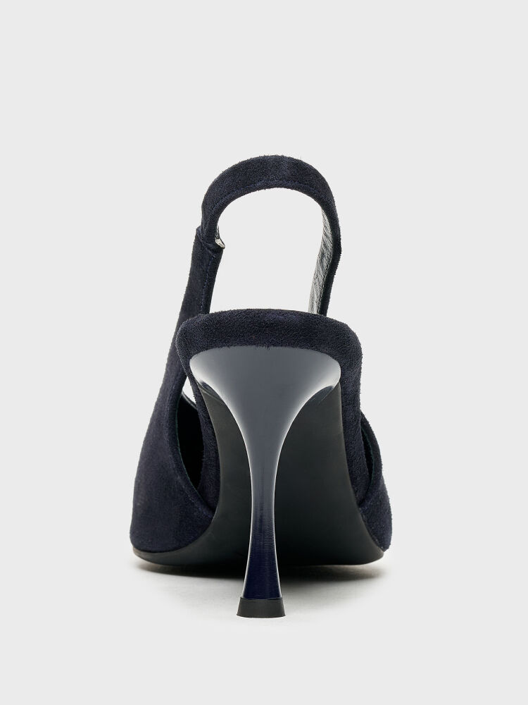 25147 KADIN STİLETTO AYAKKABI LACİVERT SÜET - 4