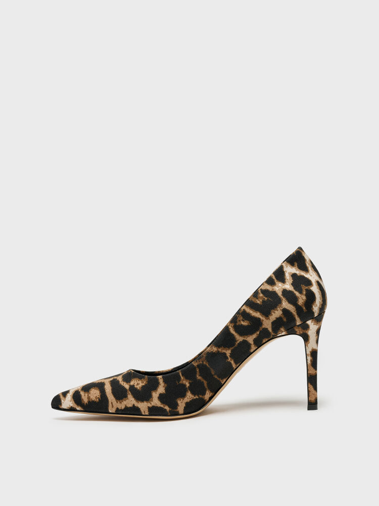 25156 KADIN STİLETTO AYAKKABI LEOPAR KUMAŞ - 3