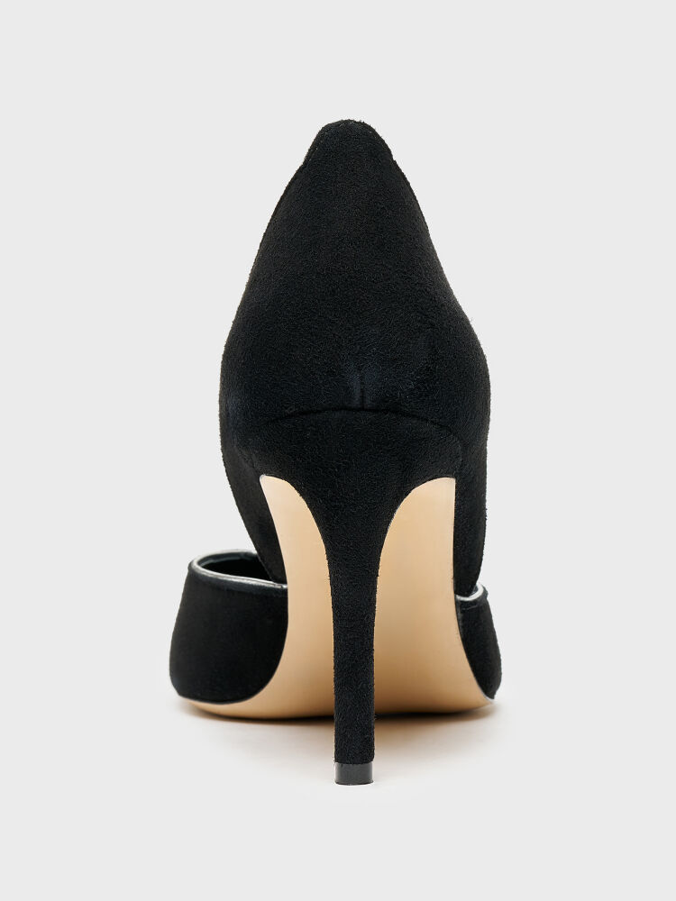 25157 KADIN STİLETTO AYAKKABI SİYAH SÜET/TAŞLI - 4