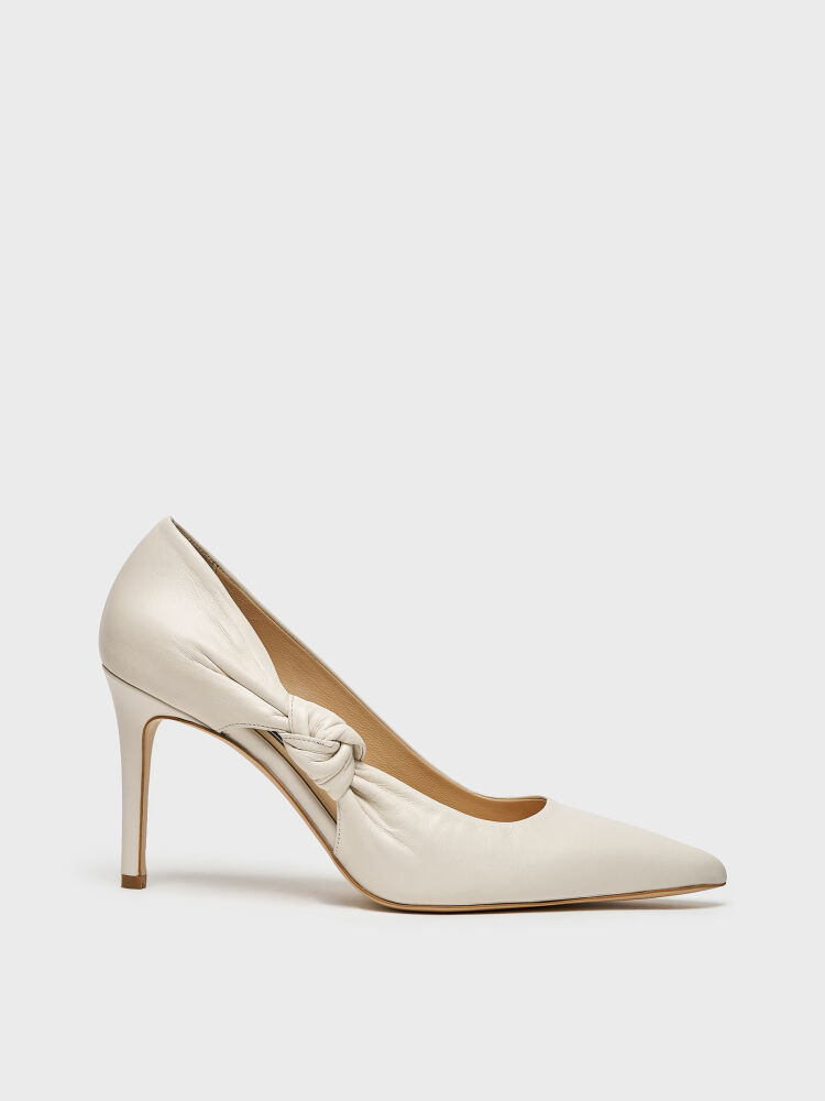 25158 KADIN STİLETTO AYAKKABI KEMİK DERİ - 1