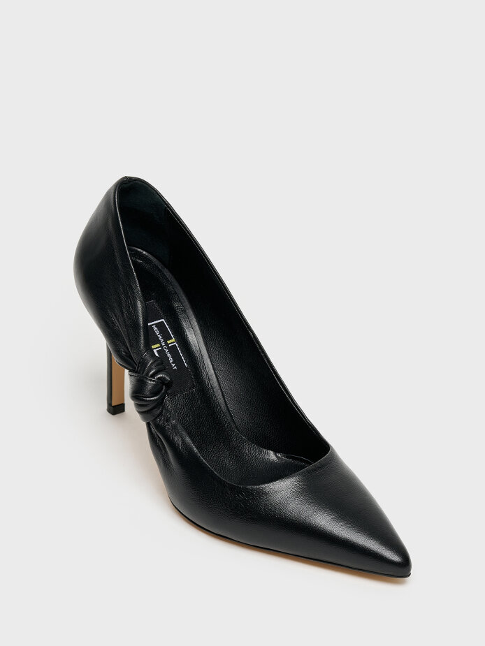 25158 KADIN STİLETTO AYAKKABI SİYAH DERİ - (1)