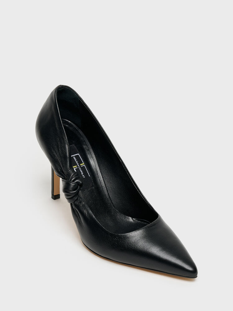 25158 KADIN STİLETTO AYAKKABI SİYAH DERİ - 2