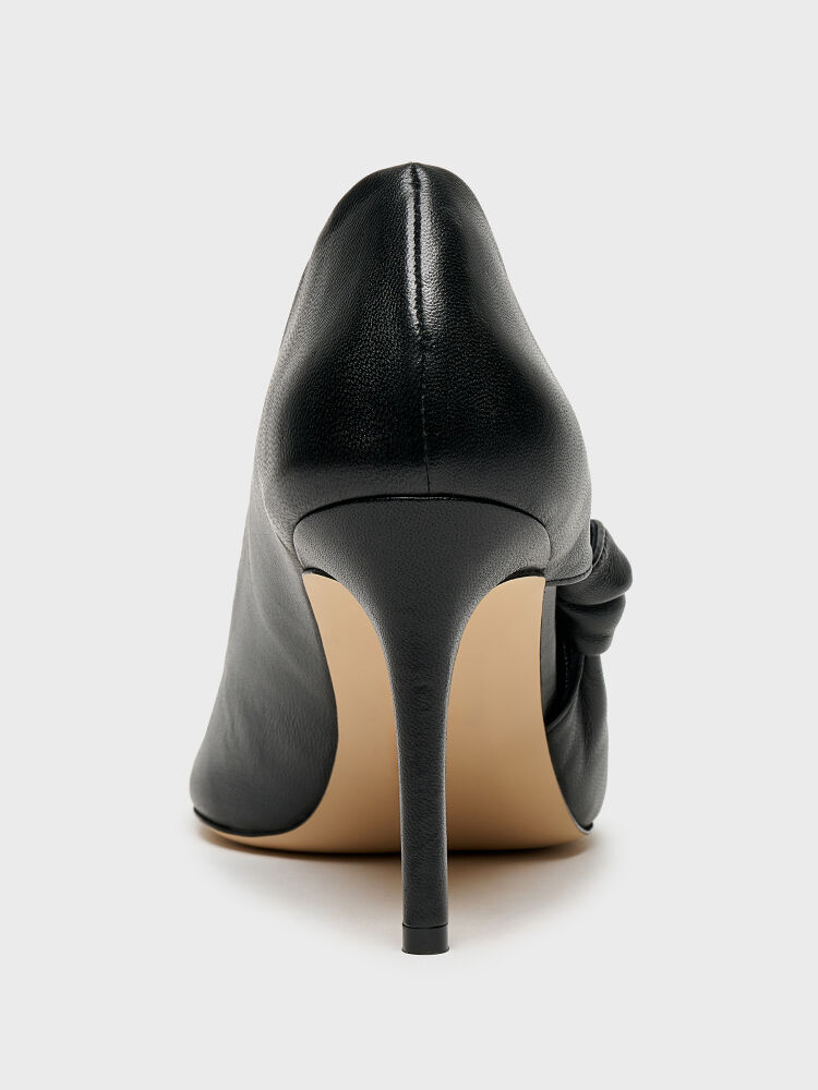 25158 KADIN STİLETTO AYAKKABI SİYAH DERİ - 4