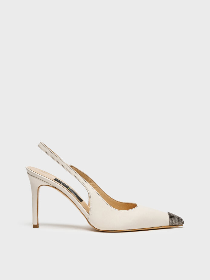 25160 KADIN STİLETTO AYAKKABI BEJ DERİ/TAŞLI 