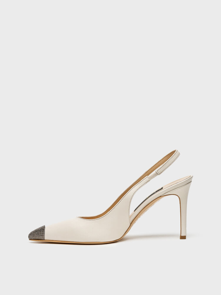 25160 KADIN STİLETTO AYAKKABI BEJ DERİ/TAŞLI - 3