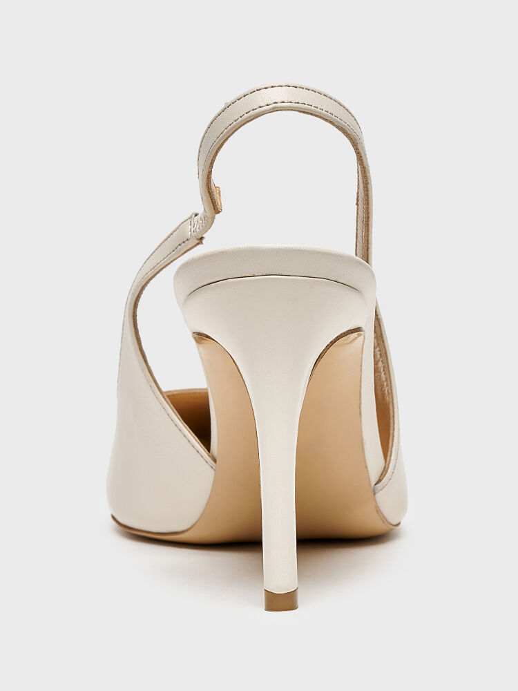 25160 KADIN STİLETTO AYAKKABI BEJ DERİ/TAŞLI - 4