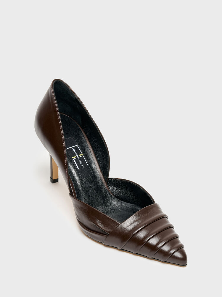 25163 KADIN STİLETTO AYAKKABI KAHVE DERİ - 2