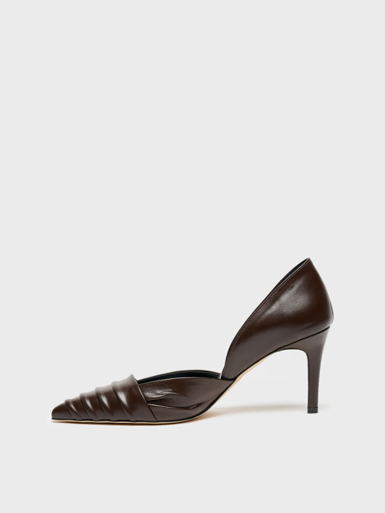 25163 KADIN STİLETTO AYAKKABI KAHVE DERİ - 3