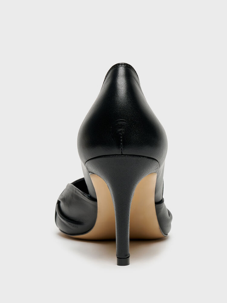 25163 KADIN STİLETTO AYAKKABI SİYAH DERİ - 4