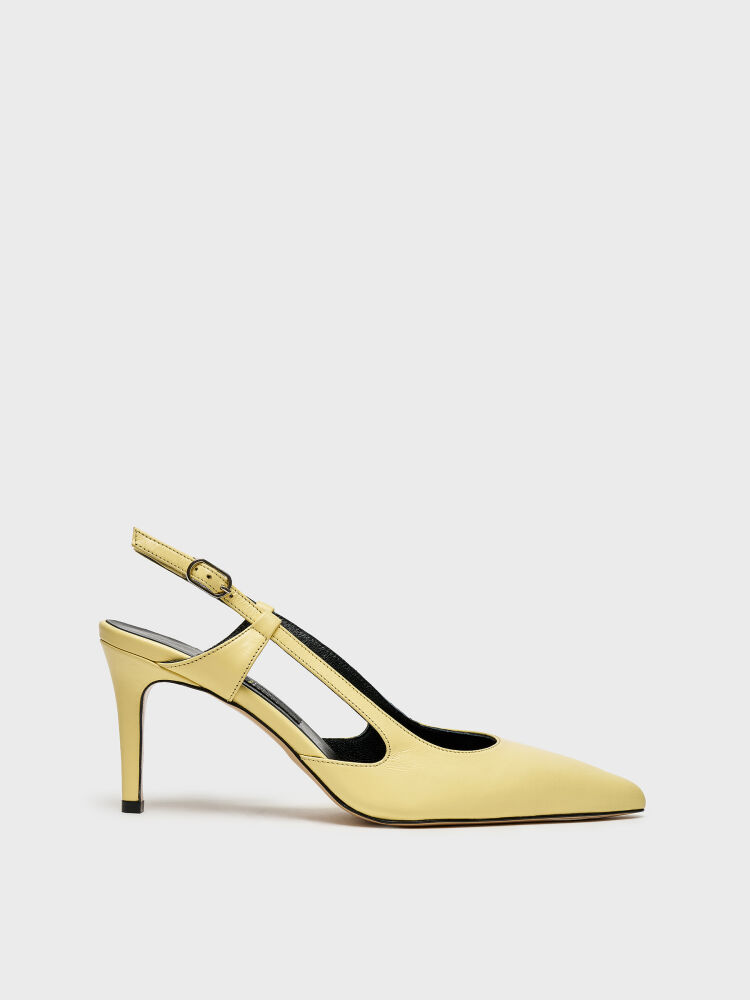 25165 TOPUKLU KADIN AYAKKABI SARI DERİ - 1