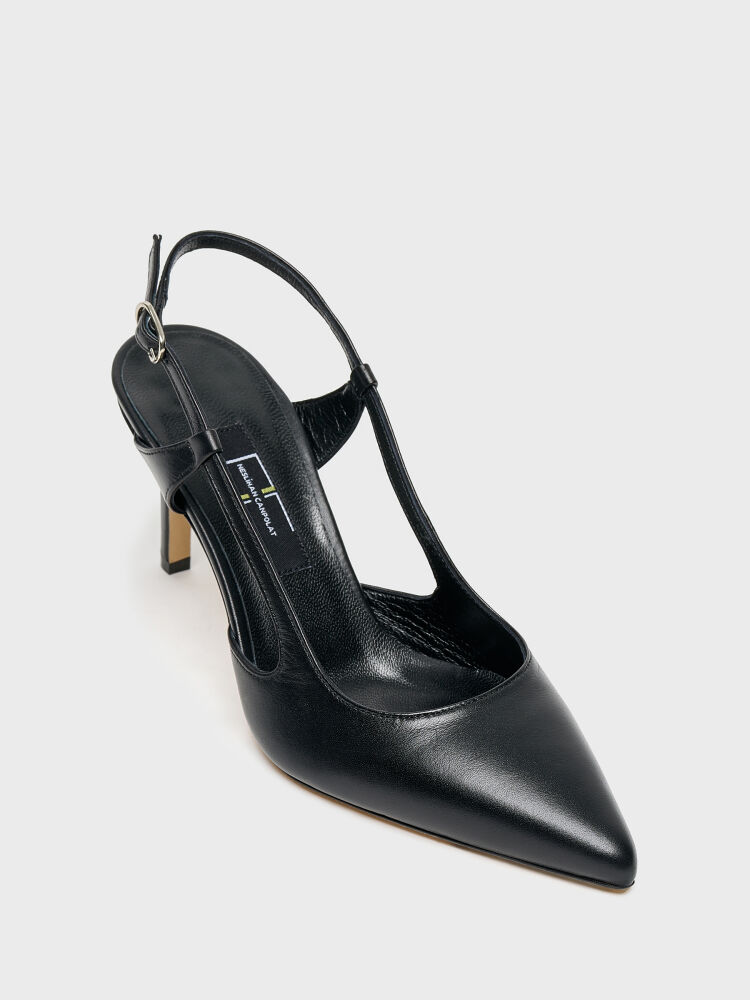 25165 KADIN STİLETTO AYAKKABI SİYAH DERİ - 2