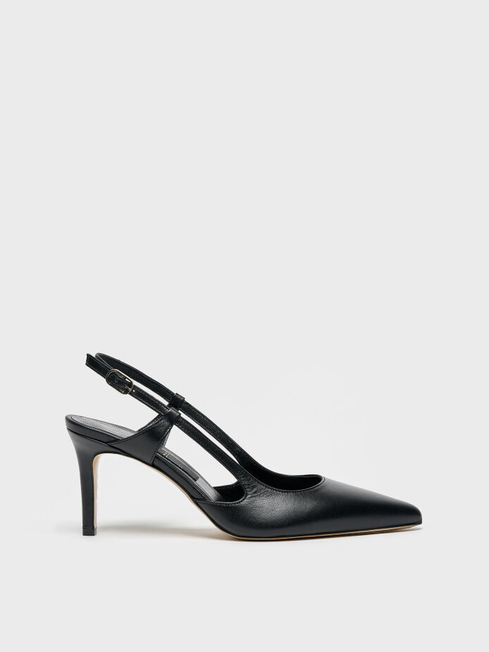 25165 KADIN STİLETTO AYAKKABI SİYAH DERİ - 