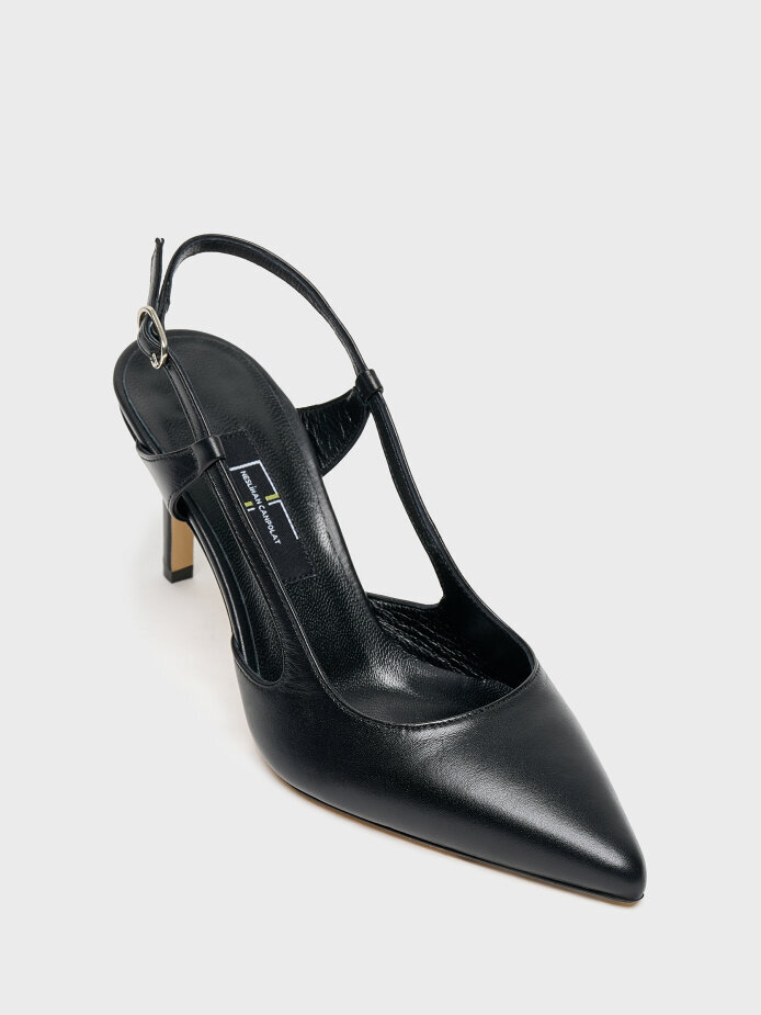 25165 KADIN STİLETTO AYAKKABI SİYAH DERİ - (1)