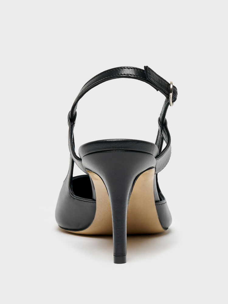 25165 KADIN STİLETTO AYAKKABI SİYAH DERİ - 4