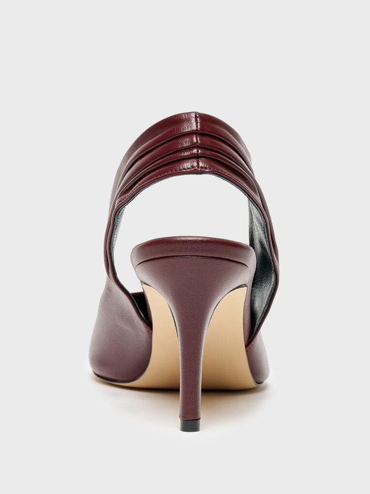 25166 KADIN STİLETTO AYAKKABI BORDO DERİ - 4