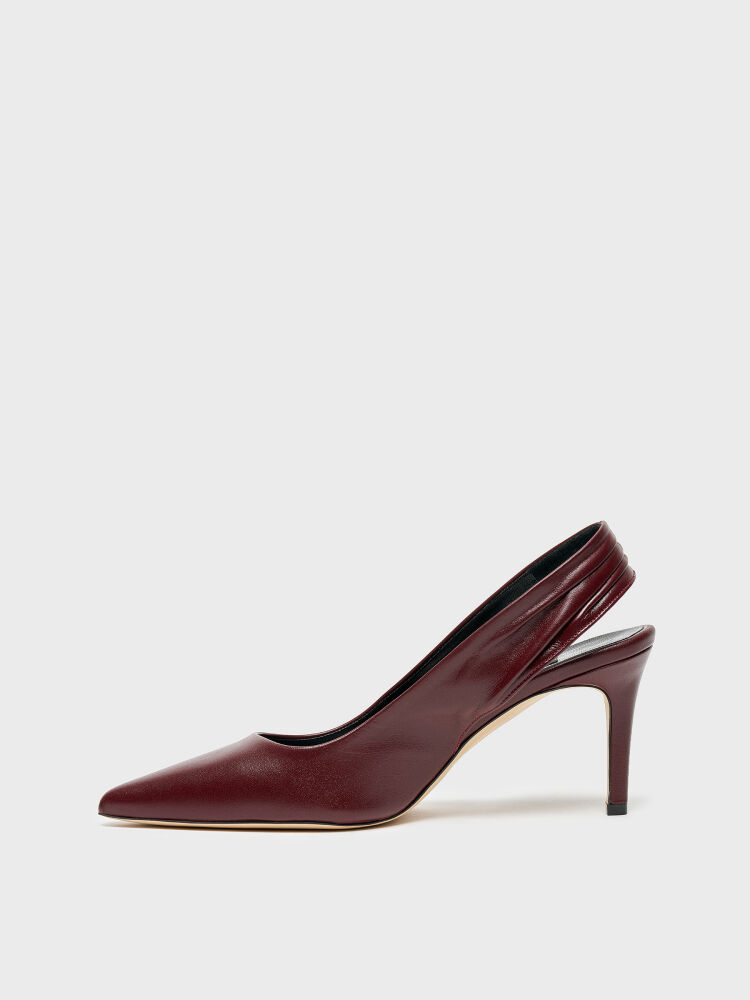 25166 KADIN STİLETTO AYAKKABI BORDO DERİ - 3