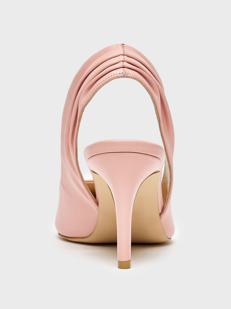 25166 KADIN STİLETTO AYAKKABI PEMBE DERİ - 4