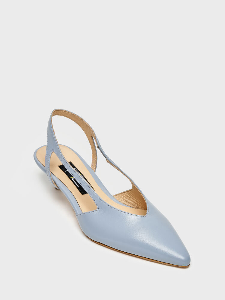 25169 KADIN STİLETTO AYAKKABI MAVİ DERİ - 2