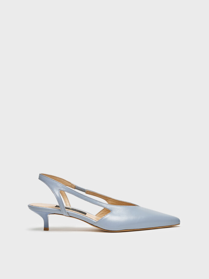 25169 KADIN STİLETTO AYAKKABI MAVİ DERİ - 