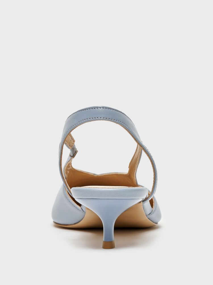 25169 KADIN STİLETTO AYAKKABI MAVİ DERİ - 4