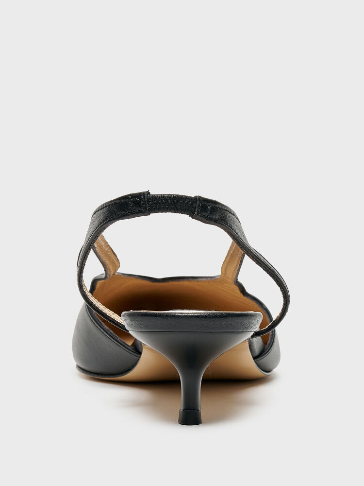 25169 KADIN STİLETTO AYAKKABI SİYAH DERİ - 4