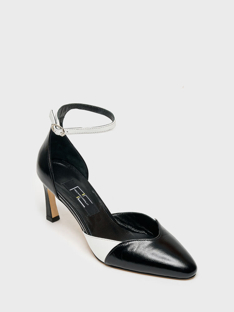 25170 KADIN STİLETTO AYAKKABI SİYAH/BEYAZ - 2