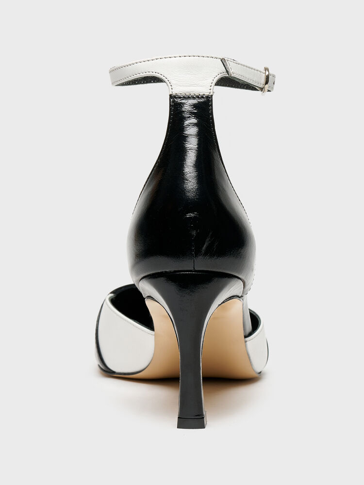 25170 KADIN STİLETTO AYAKKABI SİYAH/BEYAZ - 4