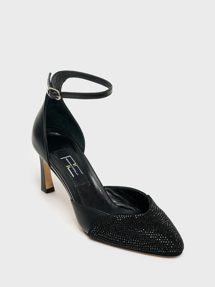 25171 KADIN STİLETTO AYAKKABI SİYAH SÜET/SİYAH DERİ - 2