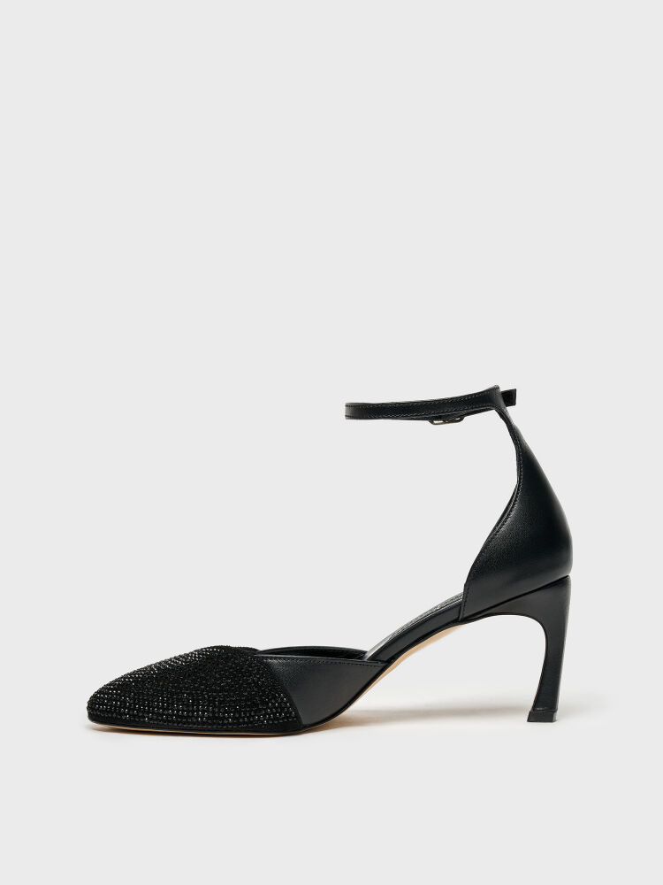 25171 KADIN STİLETTO AYAKKABI SİYAH SÜET/SİYAH DERİ - 3