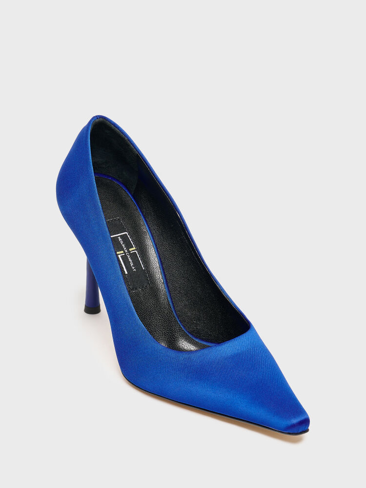 25172 KADIN STİLETTO AYAKKABI MAVİ SATEN - 2