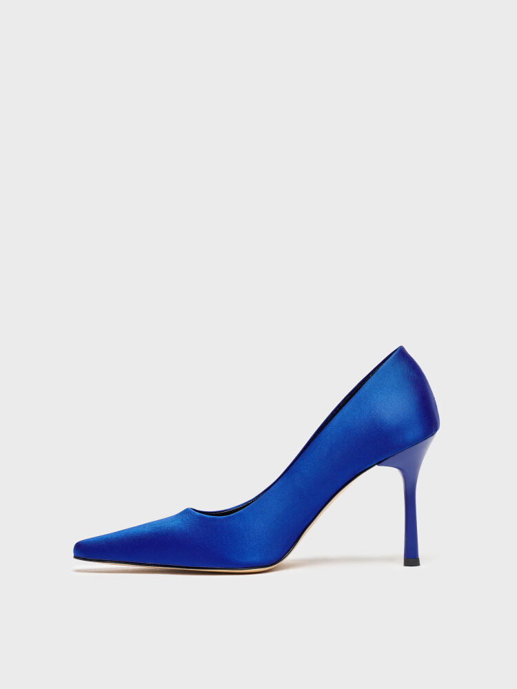 25172 KADIN STİLETTO AYAKKABI MAVİ SATEN - 3