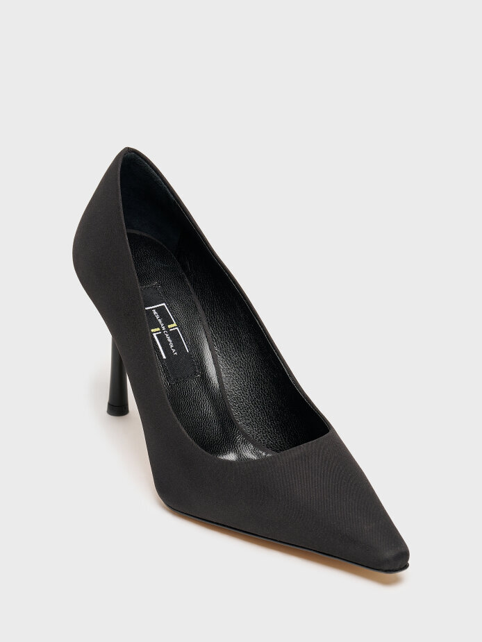 25172 KADIN STİLETTO AYAKKABI SİYAH SATEN - (1)