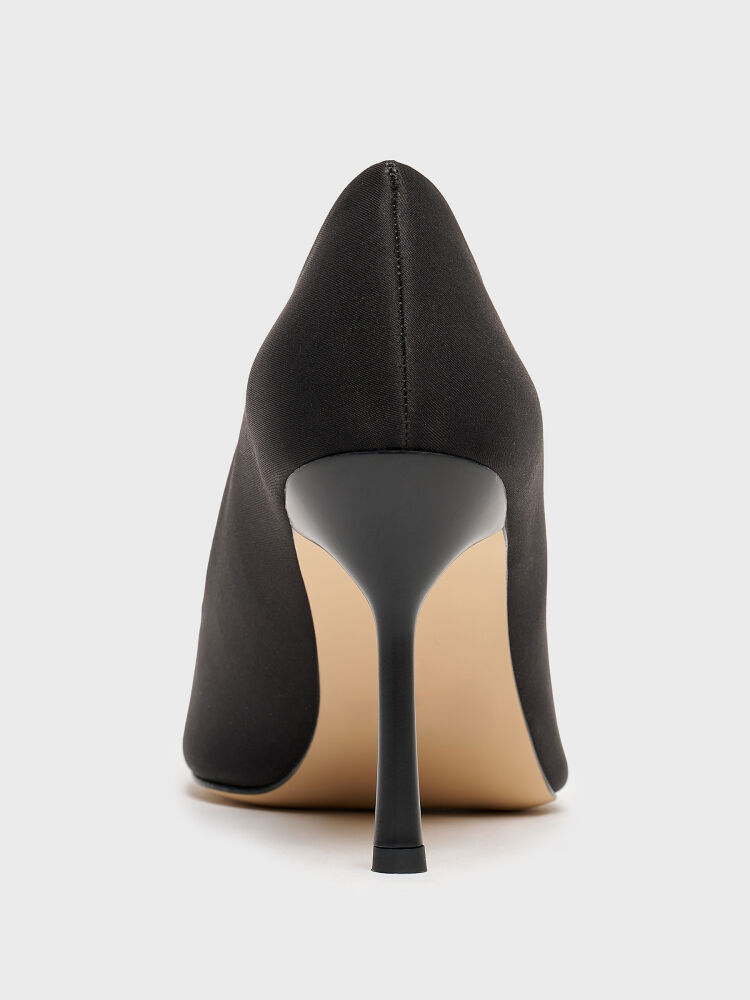 25172 KADIN STİLETTO AYAKKABI SİYAH SATEN - 4