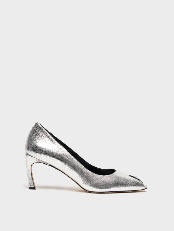 25176 KADIN AYAKKABI GÜMÜŞ DERİ 