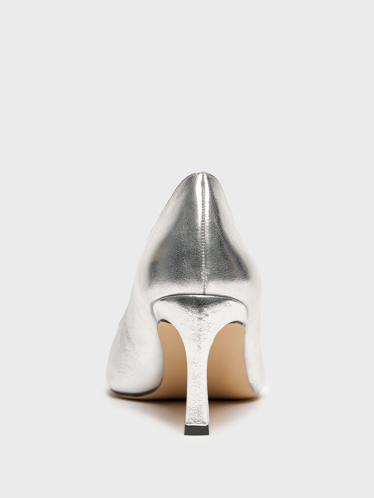 25176 KADIN AYAKKABI GÜMÜŞ DERİ - 4