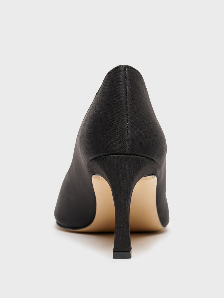 25176 KADIN STİLETTO AYAKKABI SİYAH SATEN - 4