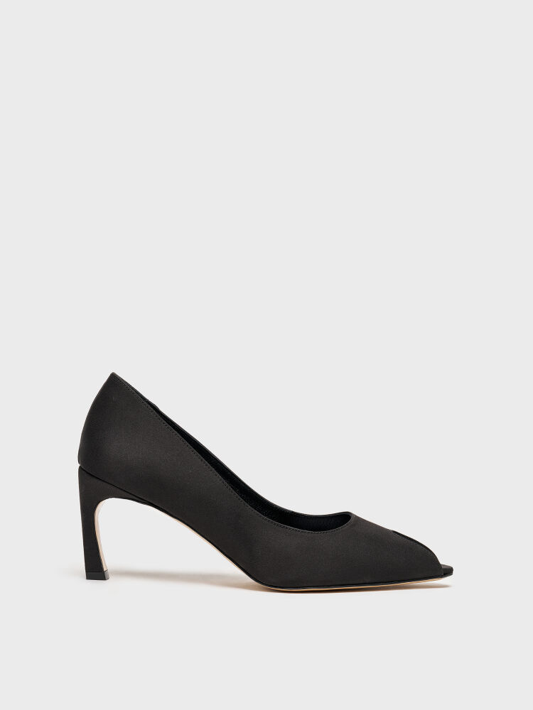 25176 KADIN STİLETTO AYAKKABI SİYAH SATEN - 1