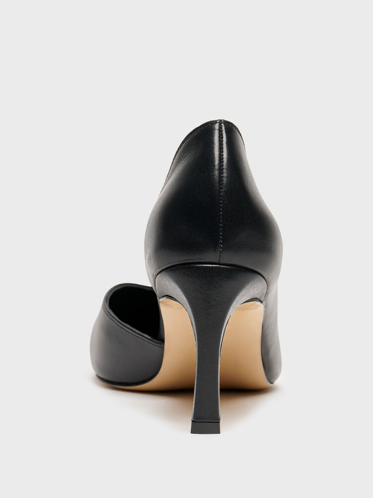 25177 KADIN STİLETTO AYAKKABI SİYAH DERİ - 4