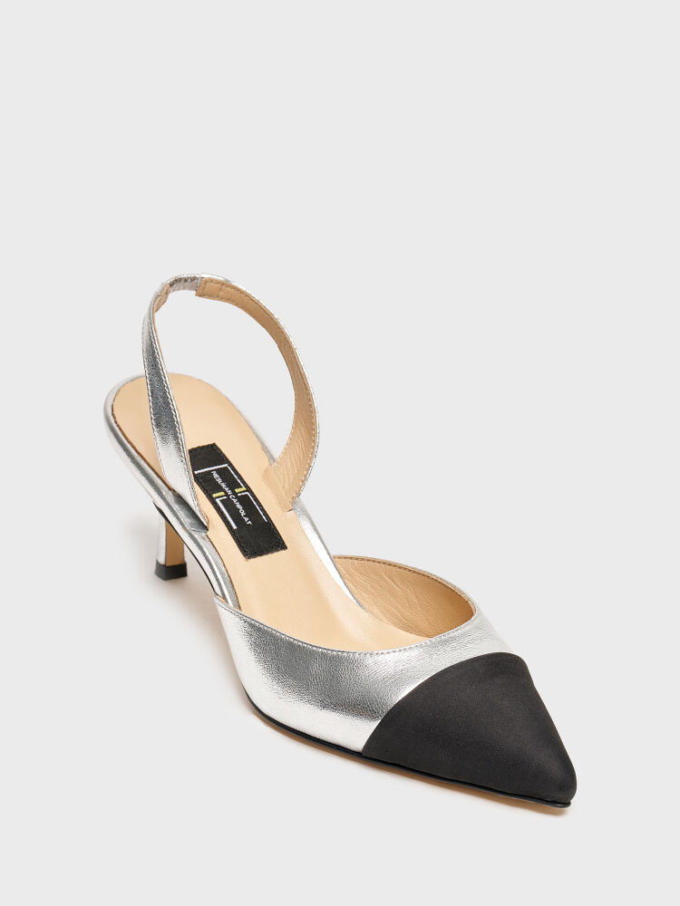 25180 KADIN AYAKKABI SİYAH SATEN/GÜMÜŞ - 2