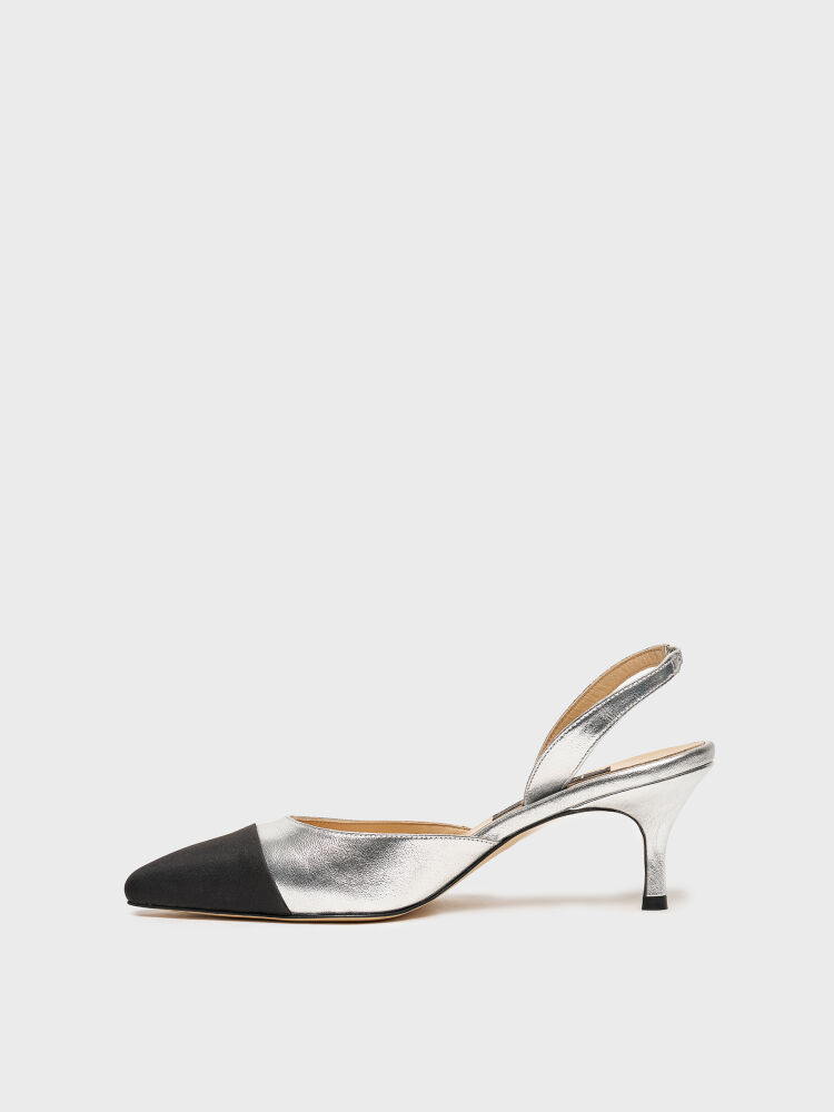 25180 KADIN AYAKKABI SİYAH SATEN/GÜMÜŞ - 3