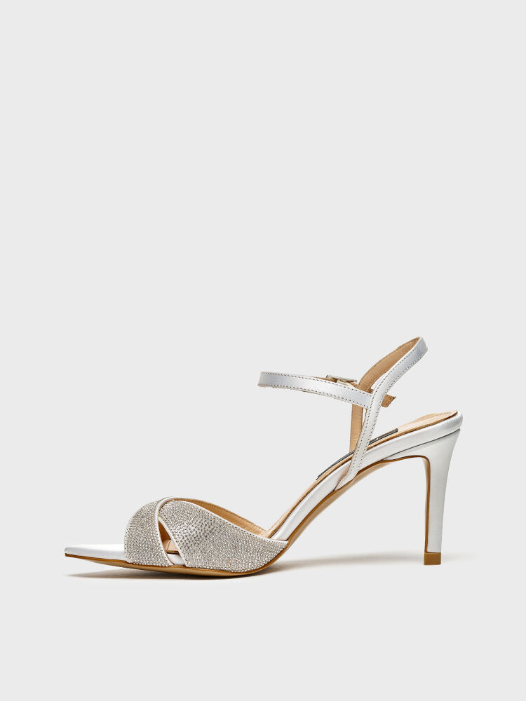 30123 KADIN TOPUKLU AYAKKABI GÜMÜŞ TAŞLI - 3