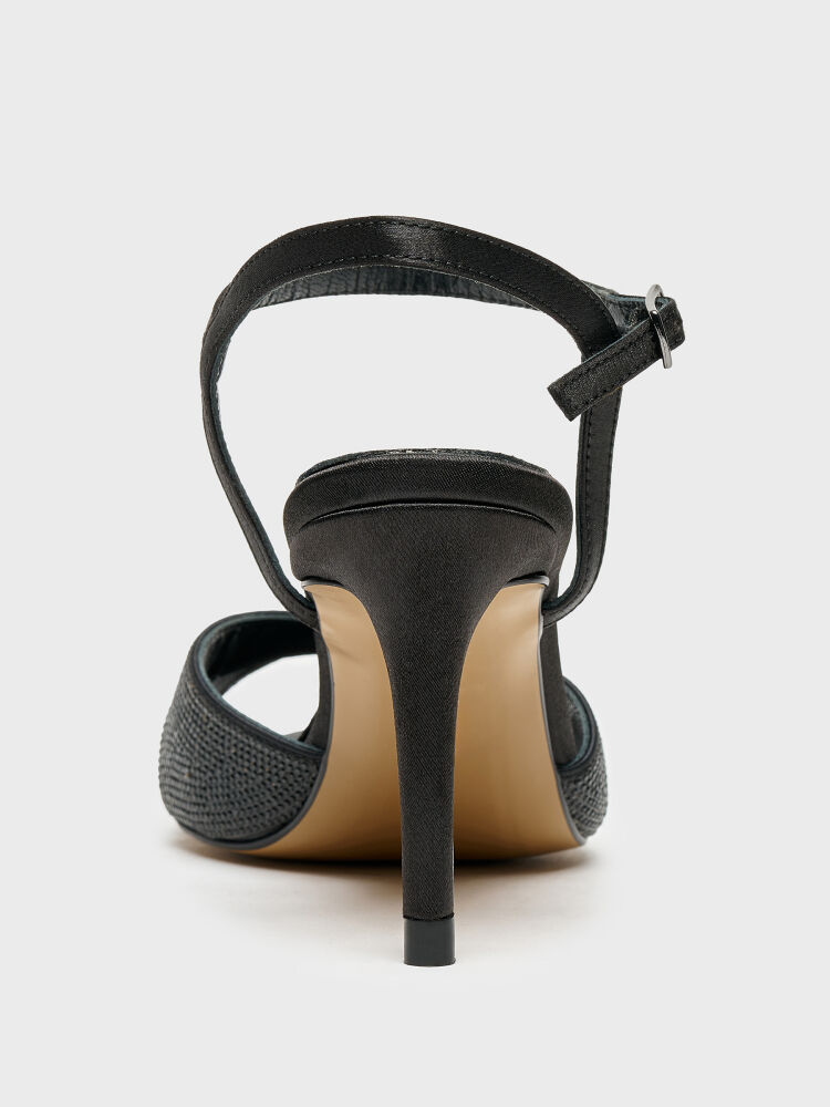 30123 KADIN TOPUKLU AYAKKABI SİYAH TAŞLI - 4