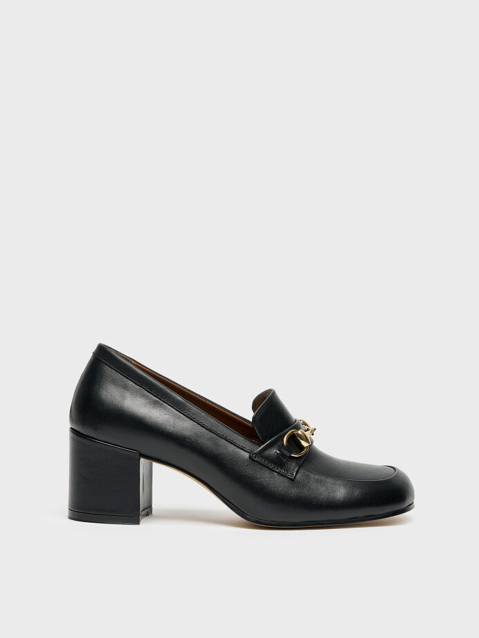 30126 KADIN TOPUKLU AYAKKABI SİYAH DERİ - 