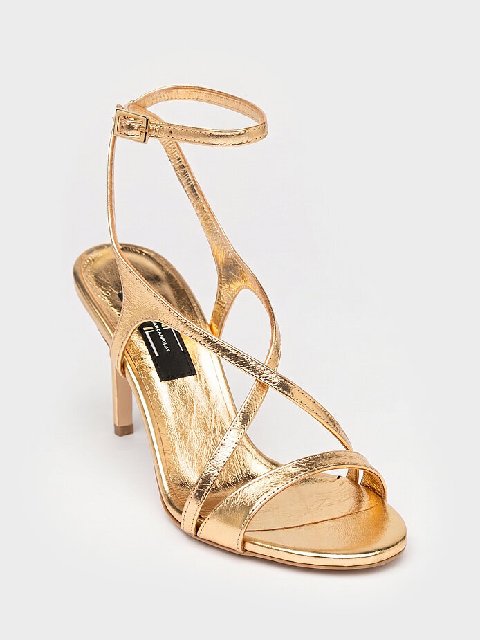 30151 KADIN TOPUKLU AYAKKABI GOLD DERİ - (1)