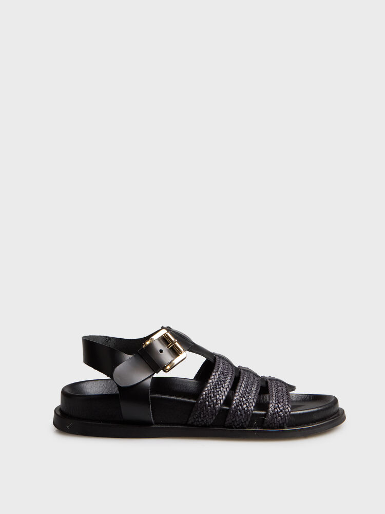 35152 KADIN SANDALET SİYAH - 1