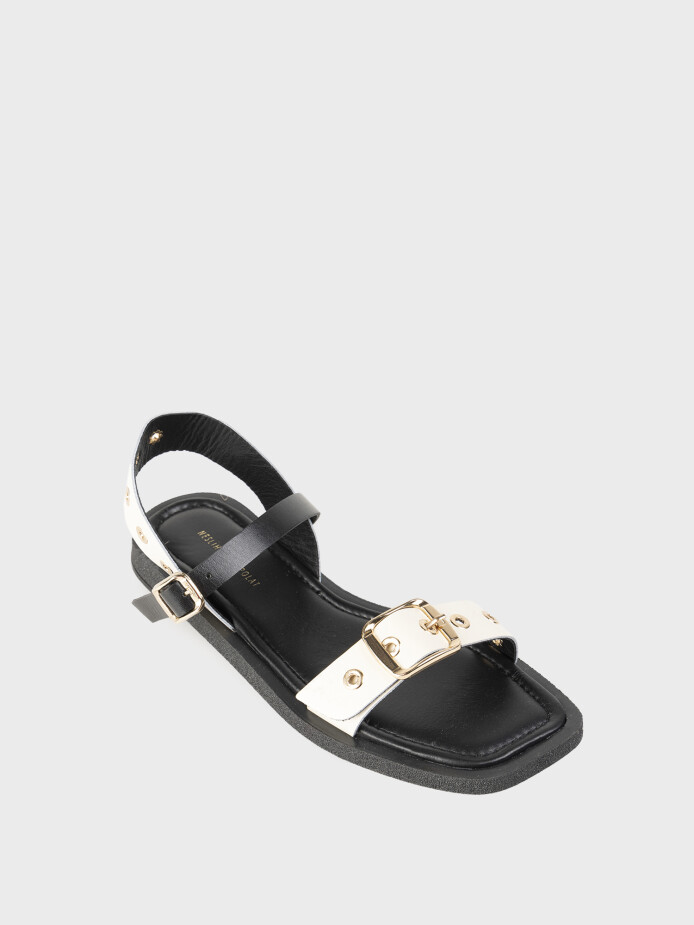 35156 KADIN SANDALET BEYAZ/SİYAH - (1)