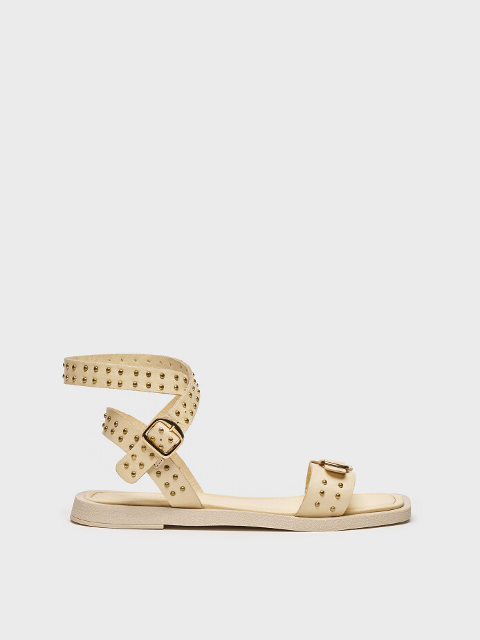 35157 KADIN SANDALET KREM - 