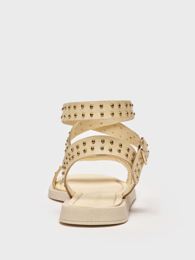 35157 KADIN SANDALET KREM - 4